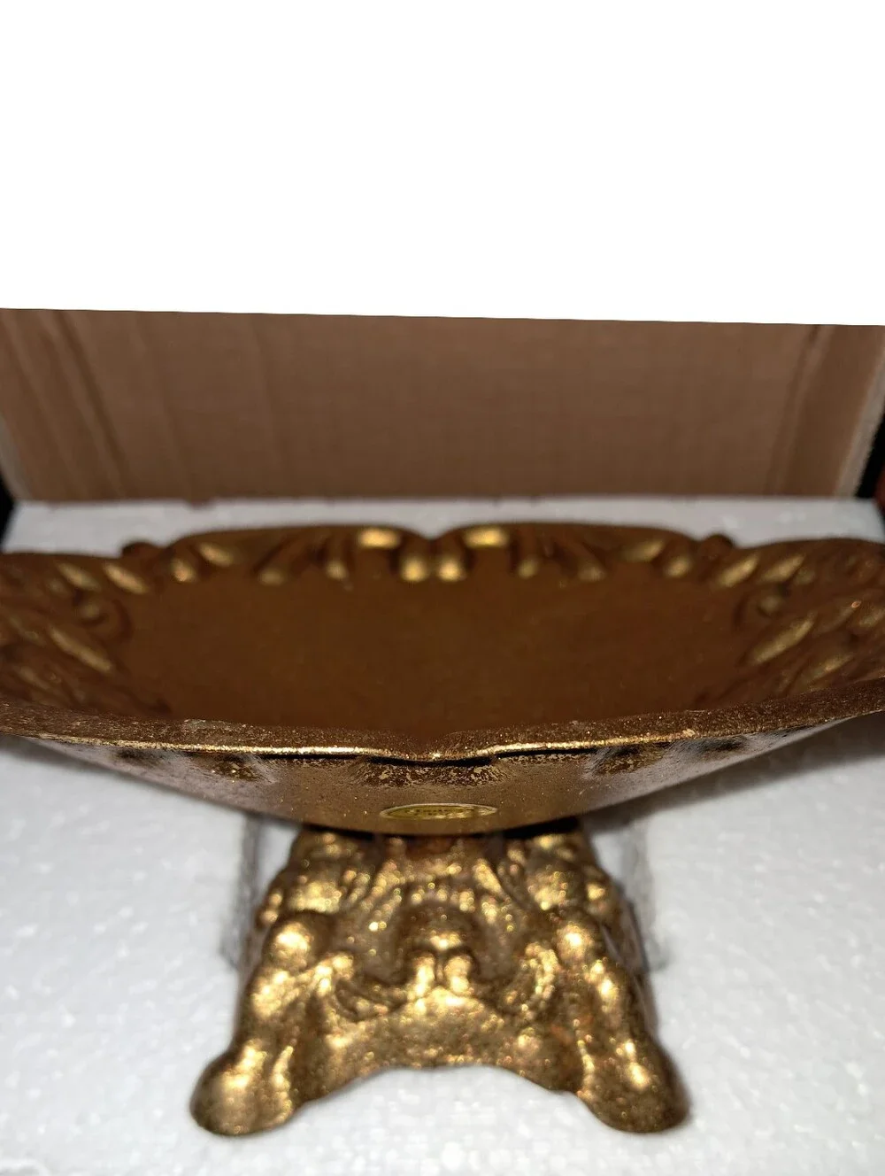 Nikki Home NWT Pedestal Iron Jewelry Dish Trinket Bowl In Rustic Gold